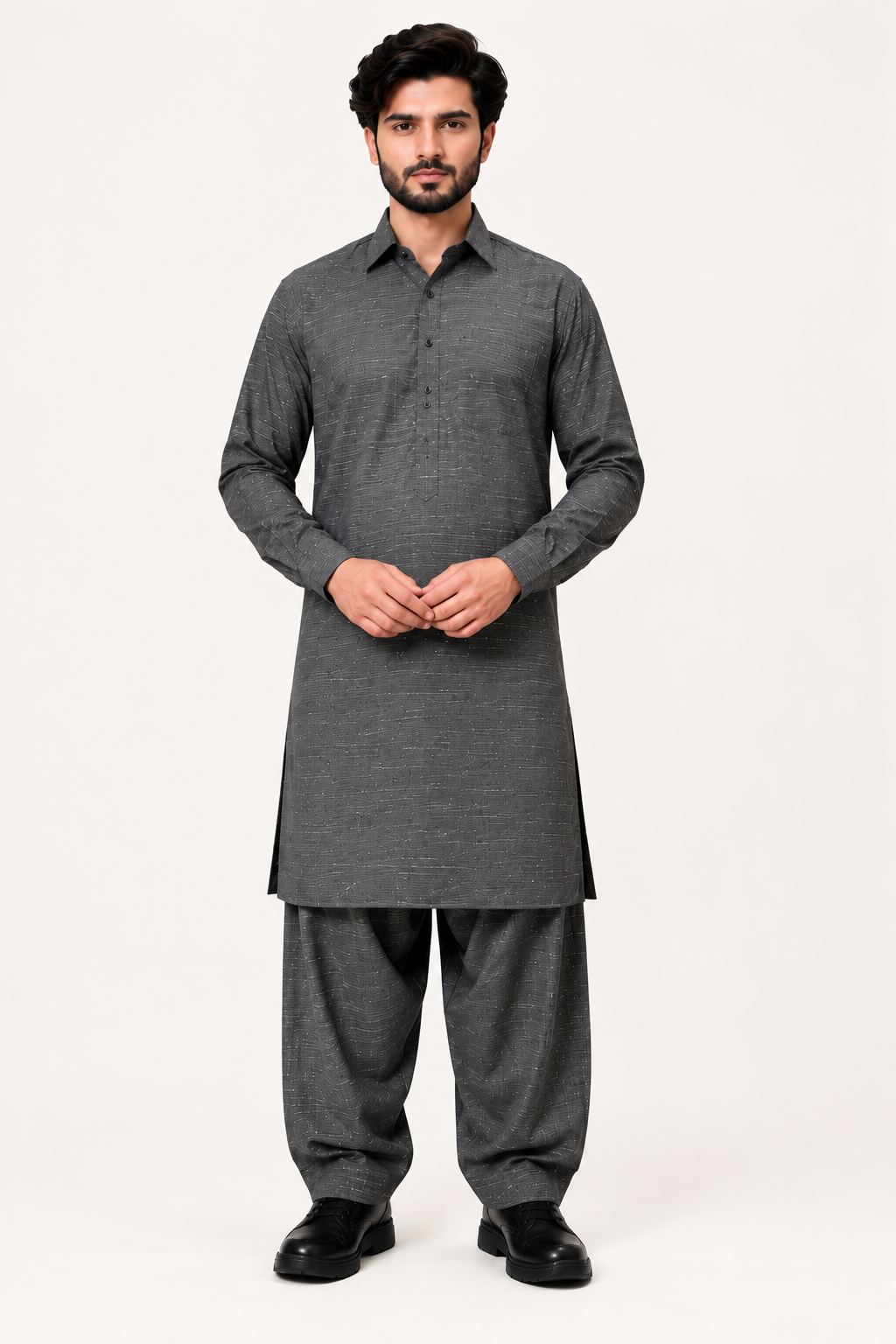 Khamta Khadi - Rustic Texture (Charcoal)